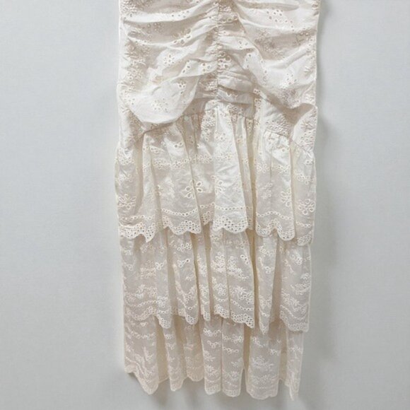 NWT ASTR Eyelet Puff Sleeve Tiered Cotton Midi Dress One Size - Picture 5 of 6